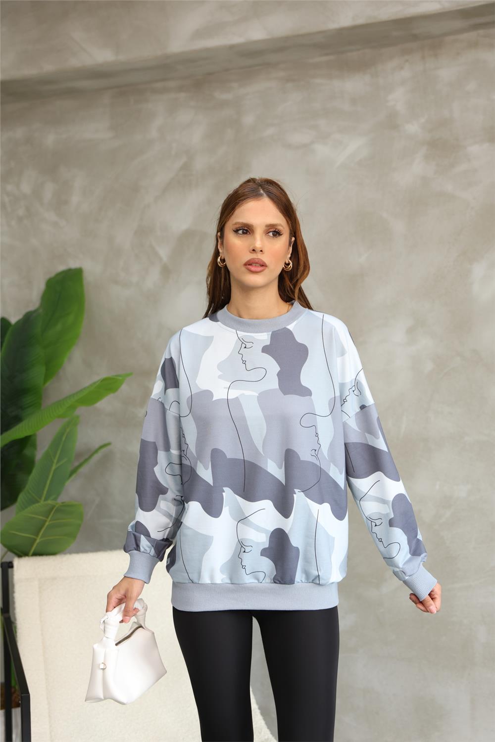Digital Baskılı Oversize Sweatshirt 25521