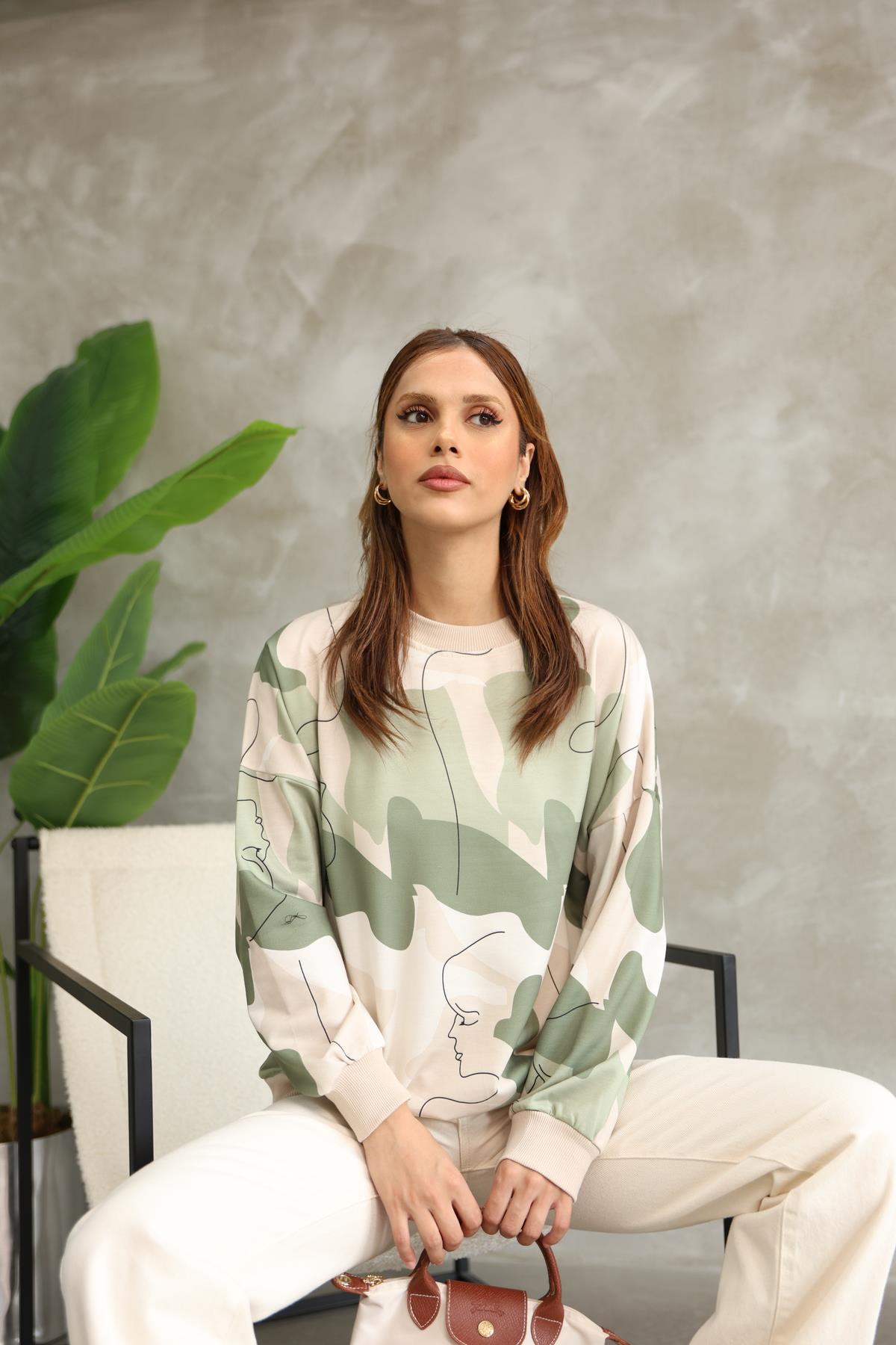 DİGİTAL BASKILI OVERSİZE SWEATSHIRT 25521