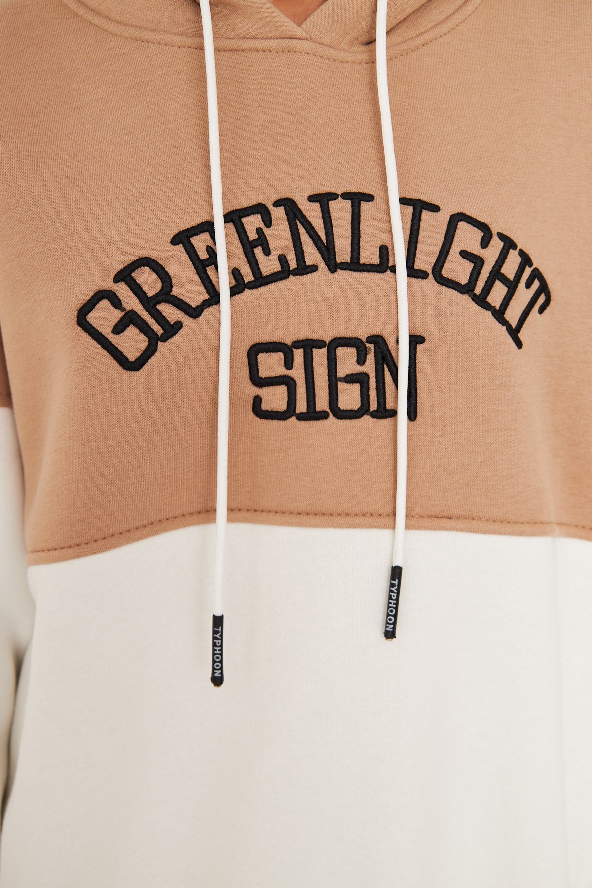 Kadın 3 Iplik Içi Şardonlu Kapşonlu Uzun Oversize Sweatshirt Vizon