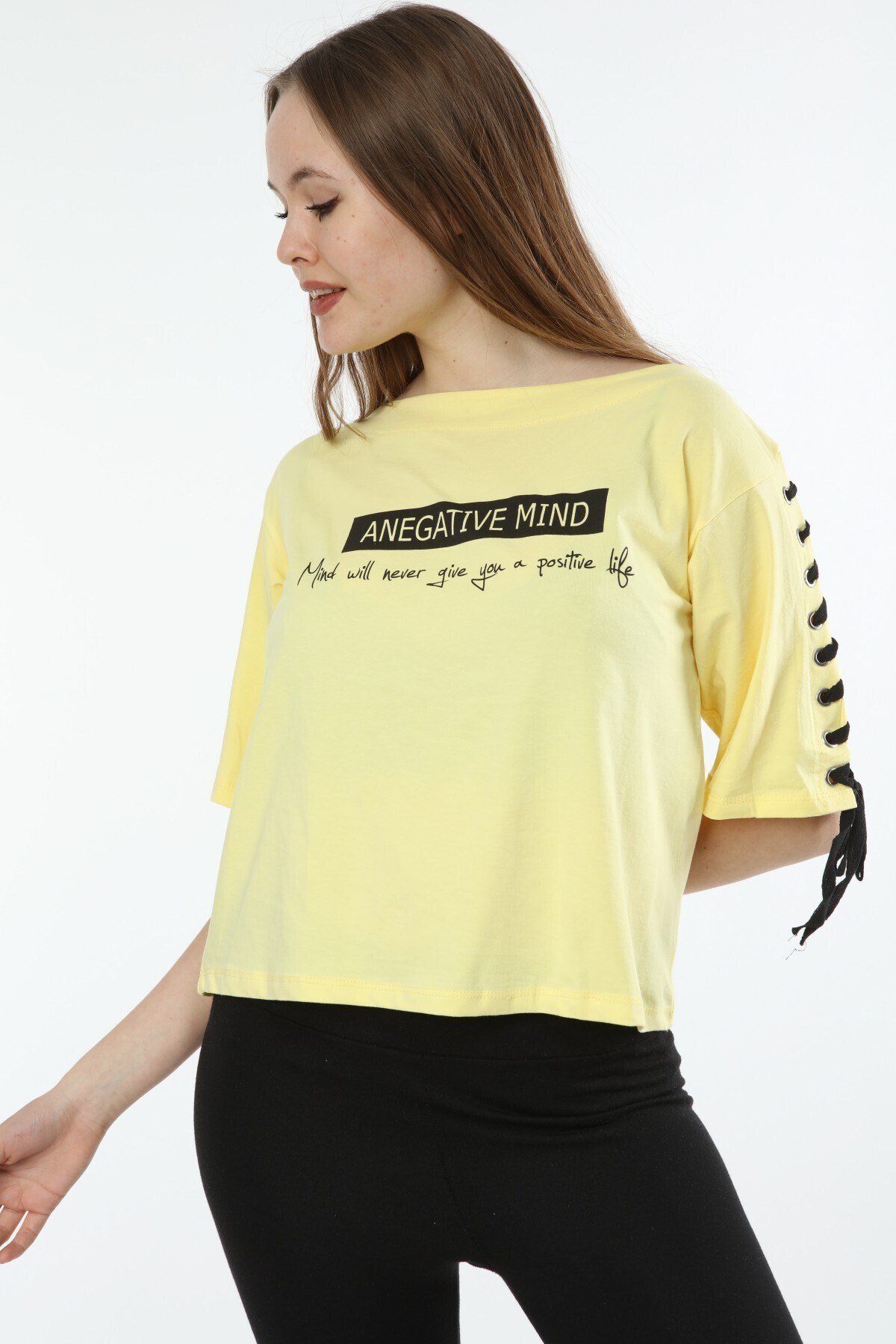 Kadın Baskılı Sarı T-shirt 20028