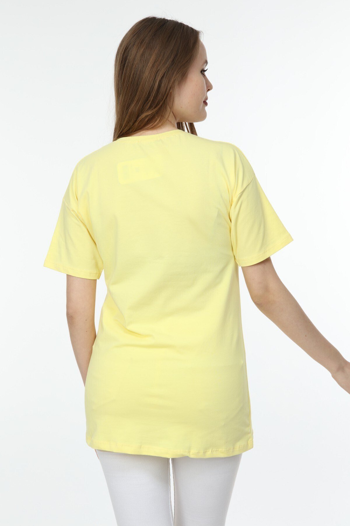 Kadın Bazaar Baskılı Sarı T-shirt 20093