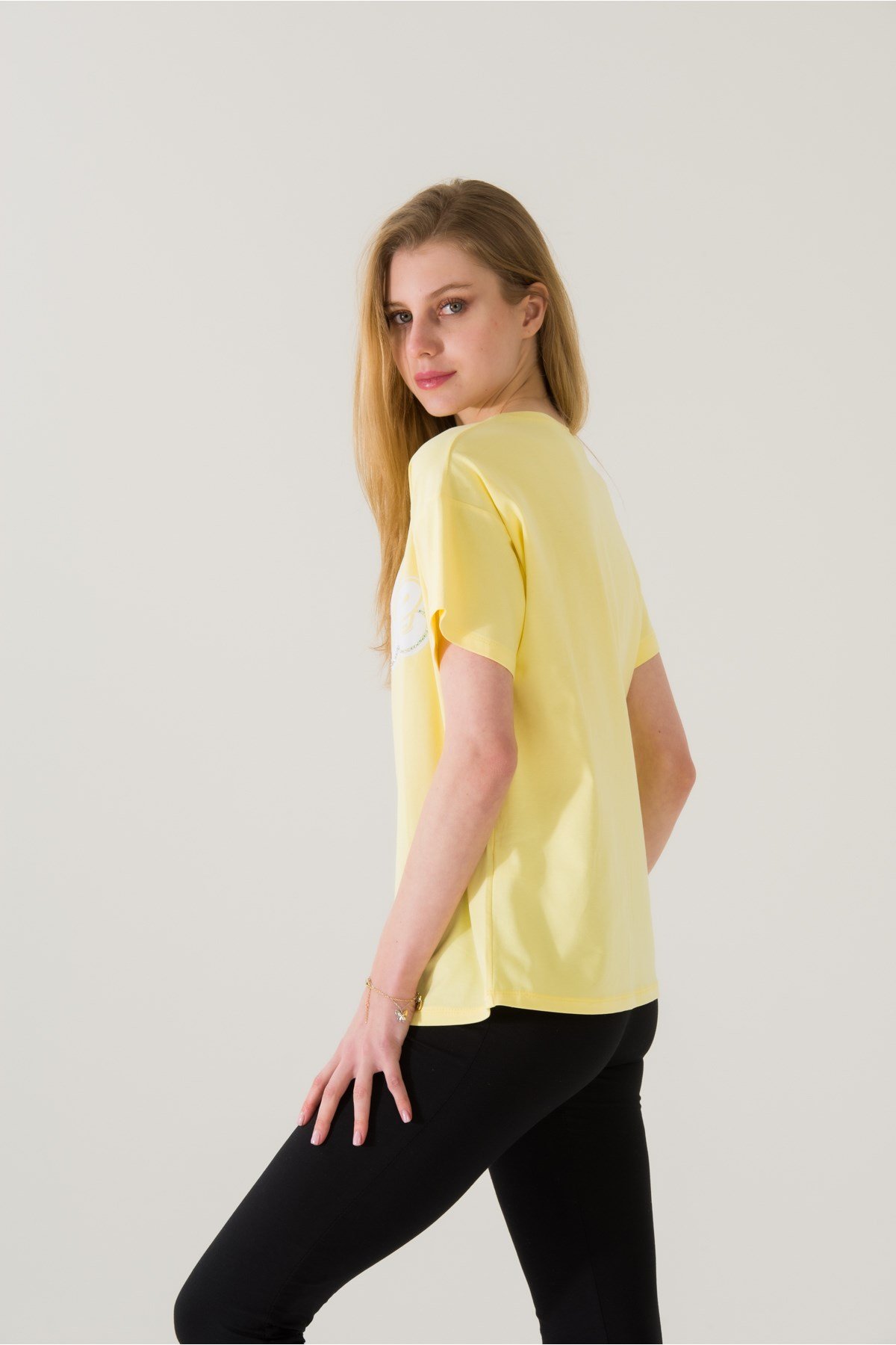 Kadın Blonde Baskılı Sarı T-shirt 21005