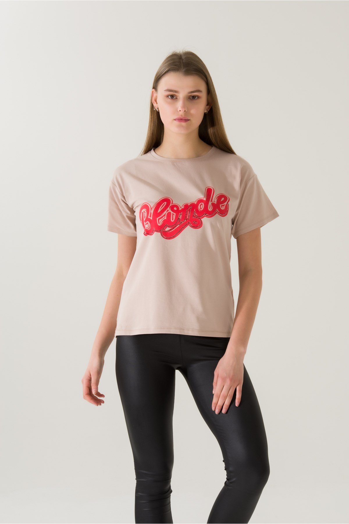 Kadın Blonde Baskılı Vizon T-shirt 21005