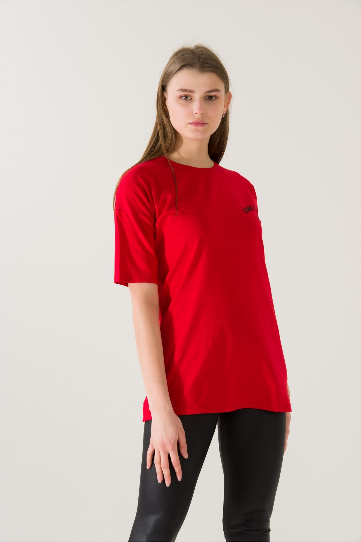Kadın Come Find Kırmızı Baskılı T-shirt 21014 Kırmızı