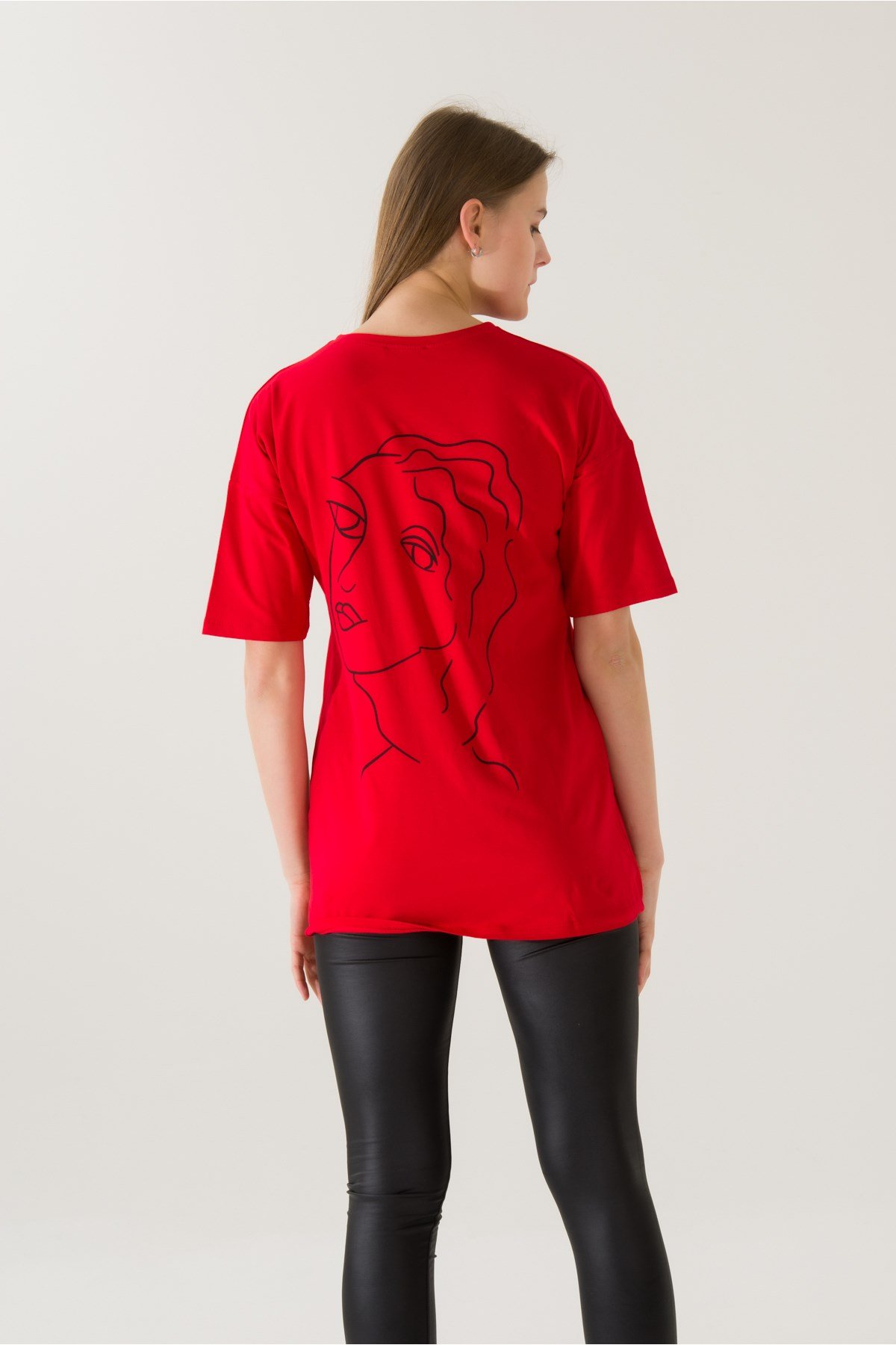 Kadın Come Find Kırmızı Baskılı T-shirt 21014 Kırmızı