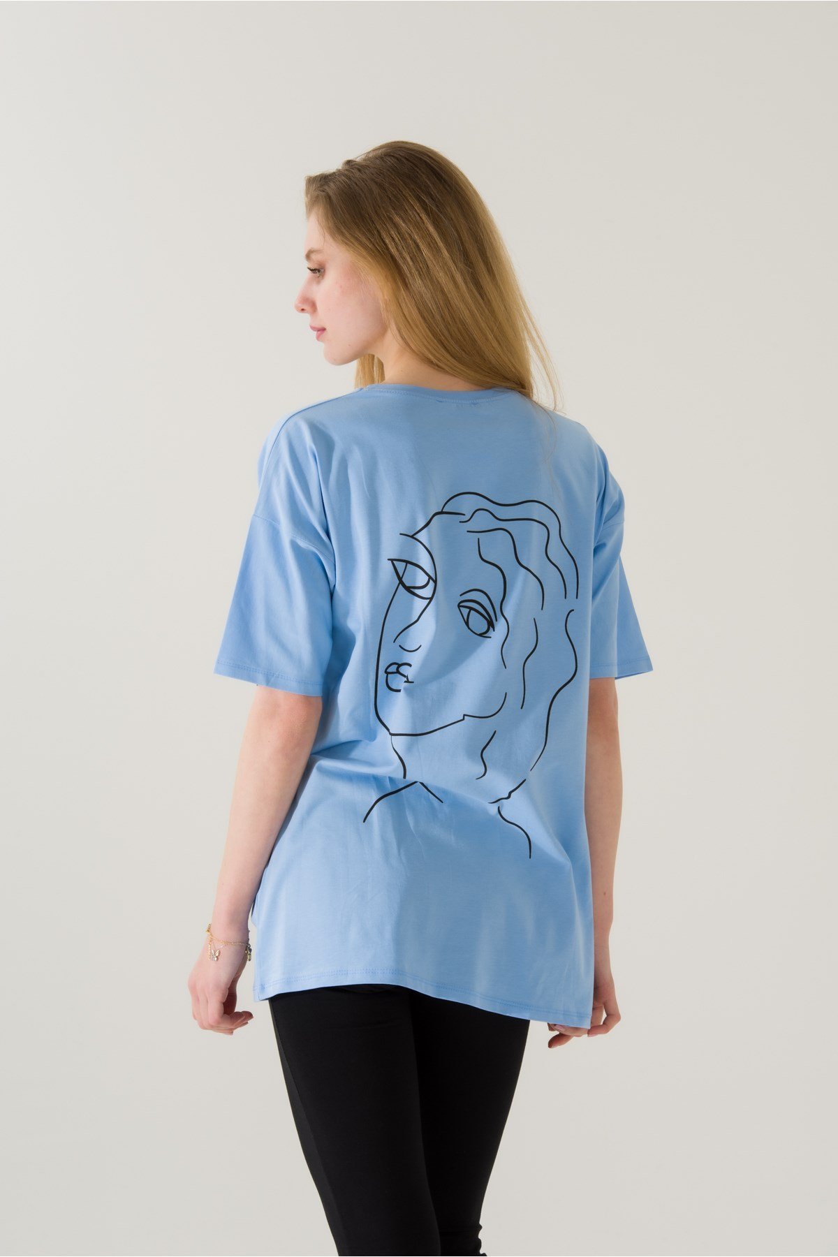 Kadın Come Find Mavi Baskılı T-shirt 21014 Mavi