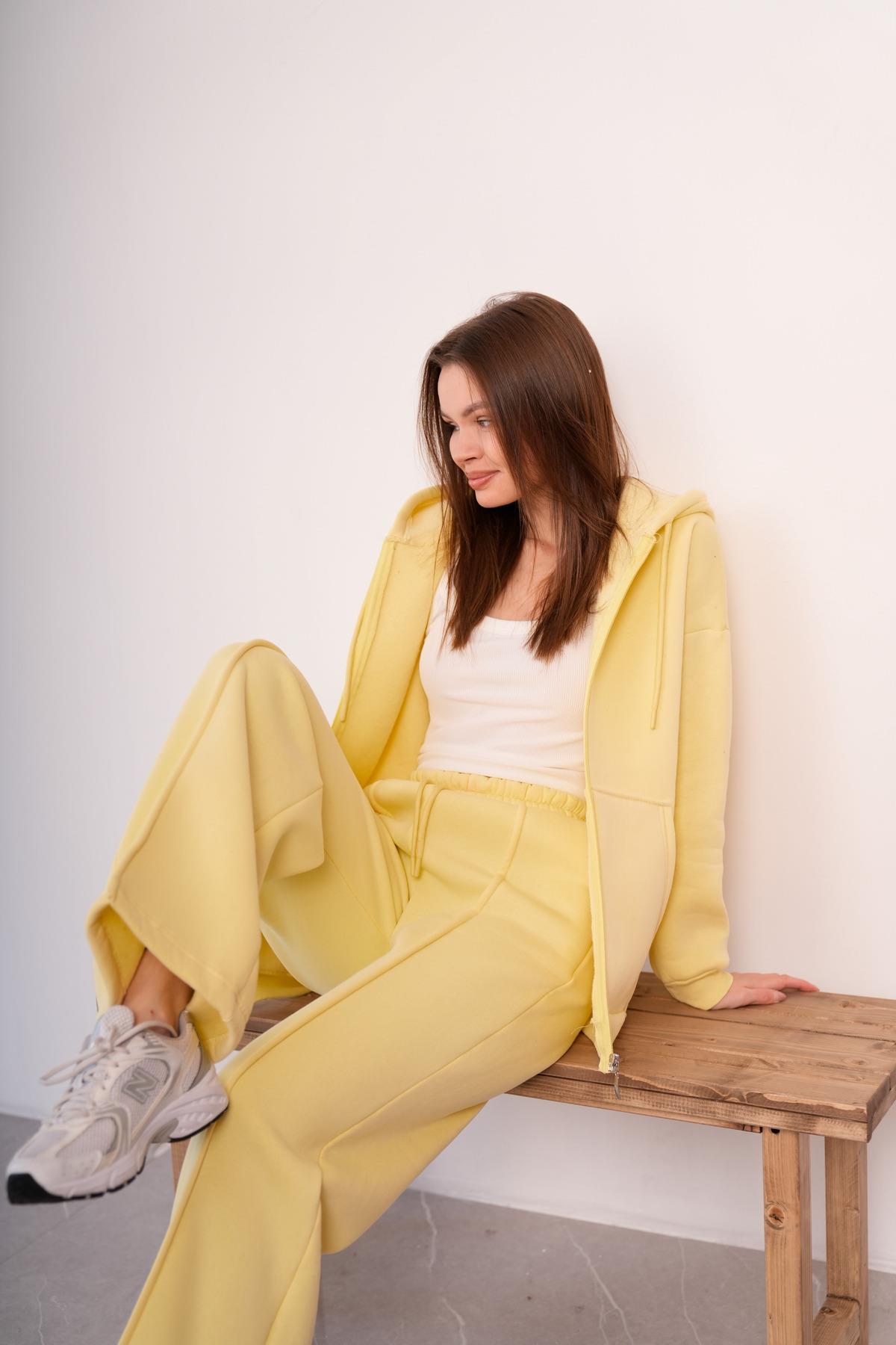 KADIN KAPŞONLU FERMUARLI OVERSİZE SWEAT 3 İPLİK ŞARDONLU 25593