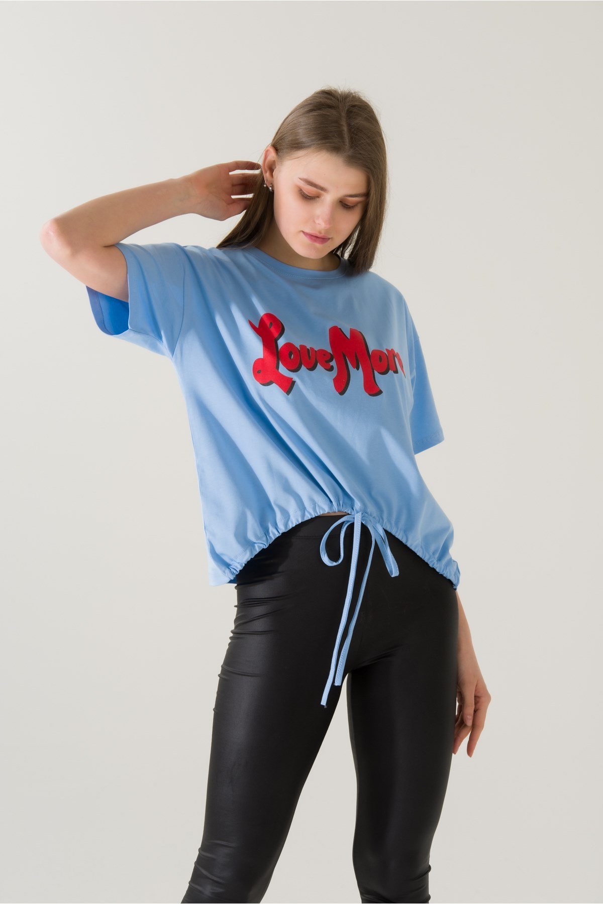 Kadın Love More Mavi Baskılı T-shirt 21010