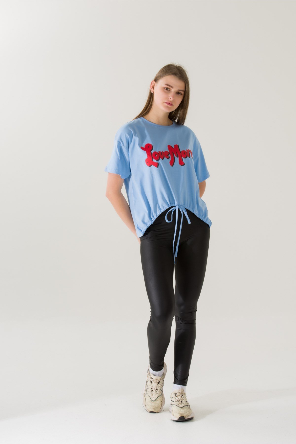 Kadın Love More Mavi Baskılı T-shirt 21010