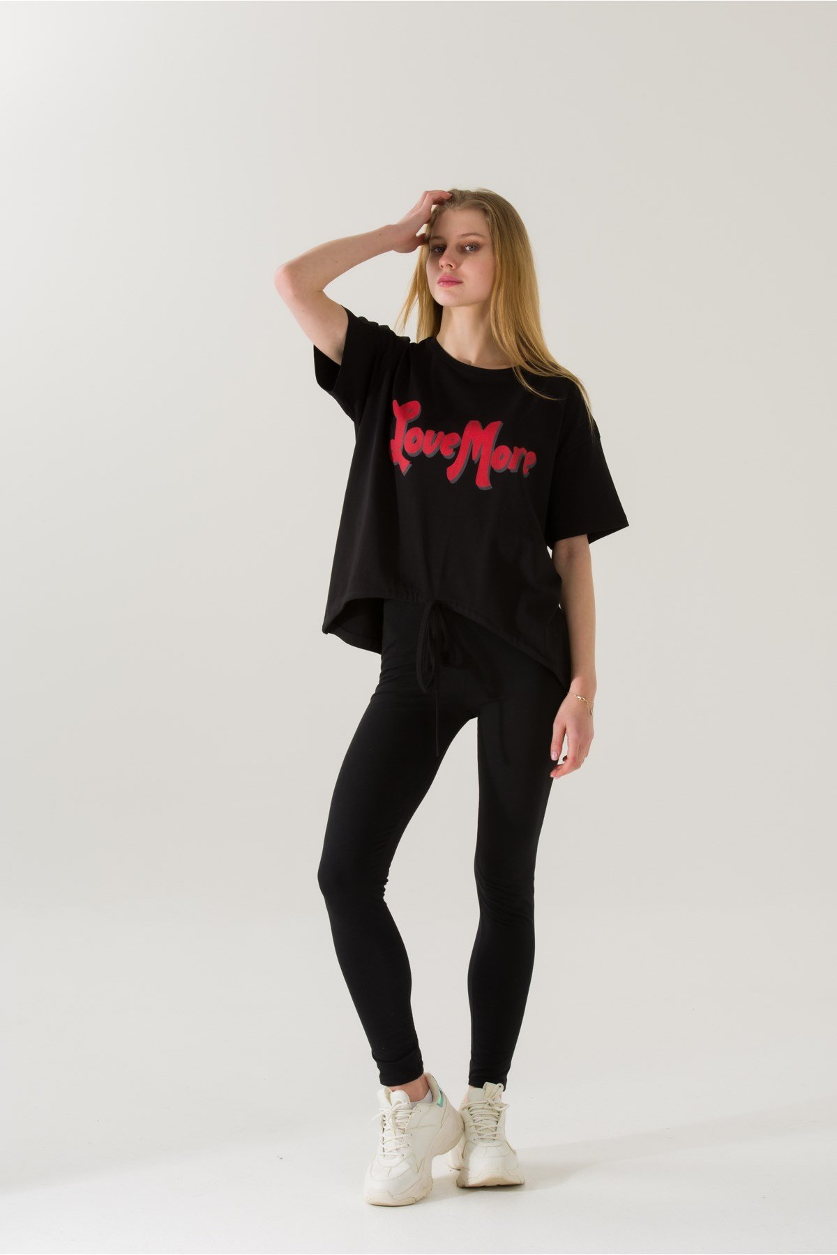 Kadın Love More Siyah Baskılı T-shirt 21010