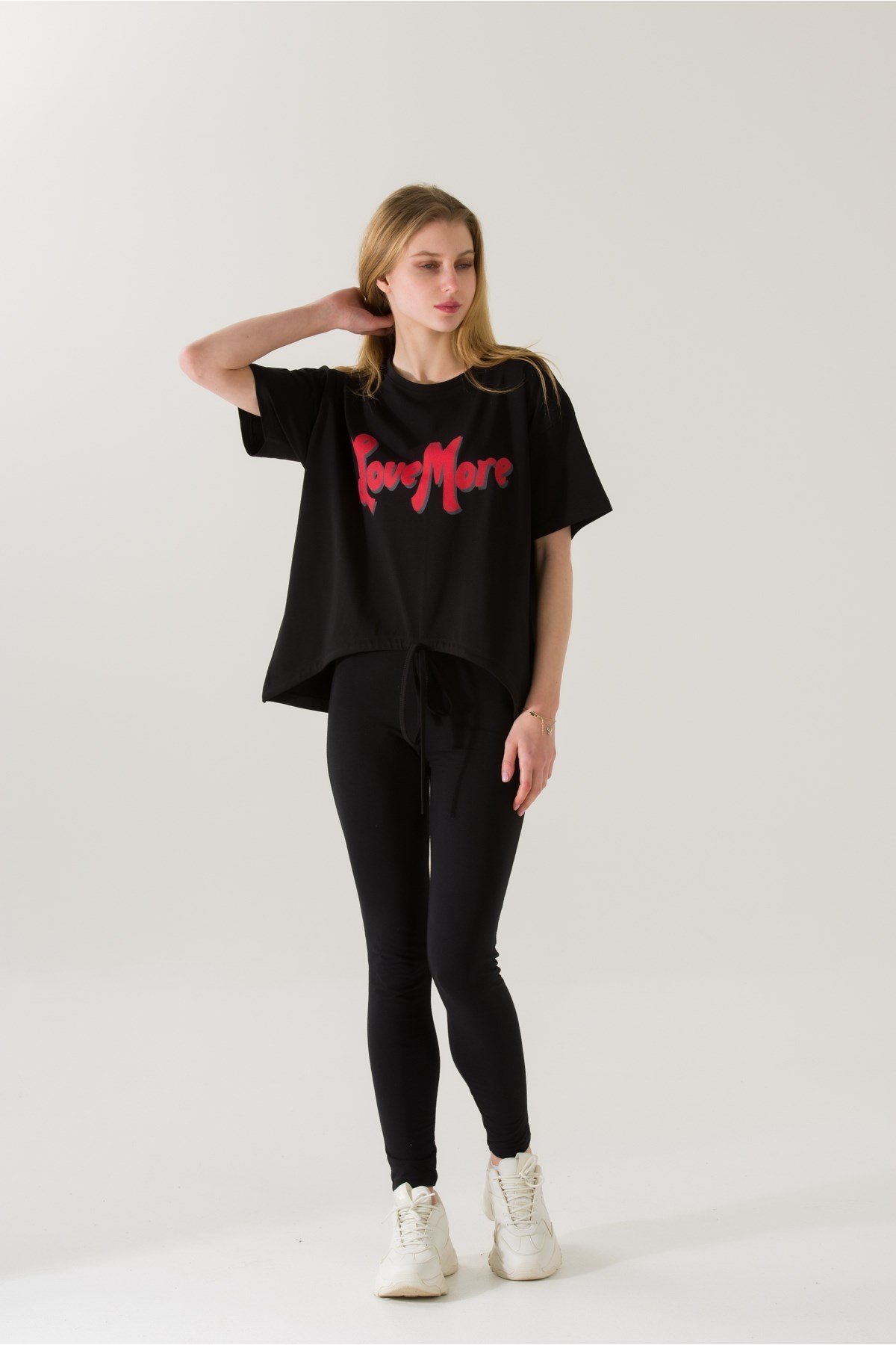 Kadın Love More Siyah Baskılı T-shirt 21010
