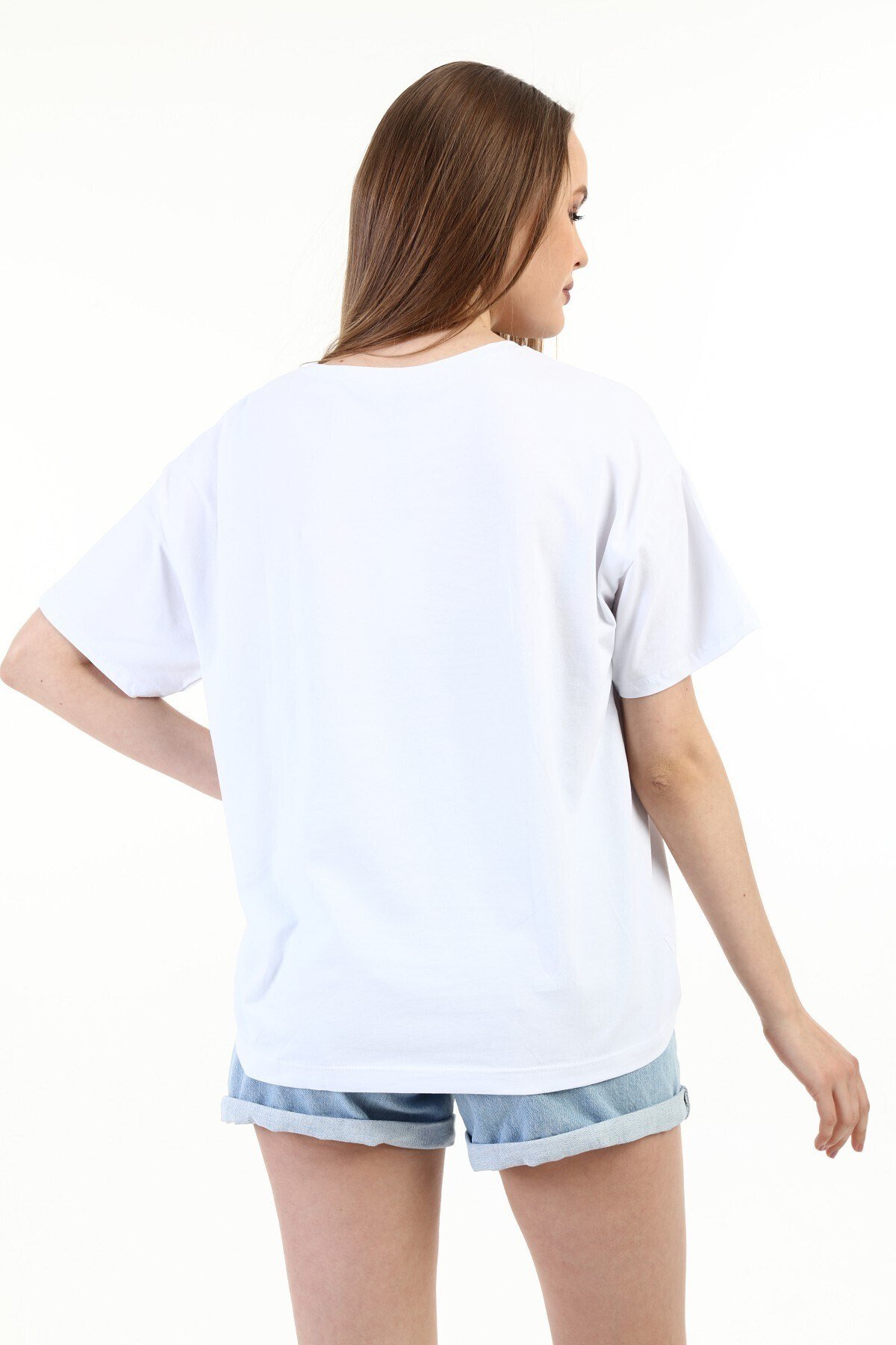 Kadın Nakışlı Beyaz T-shirt 20085