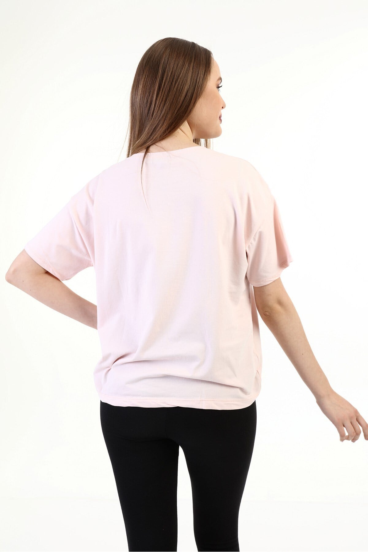 Kadın Nakışlı Pudra T-shirt 20085