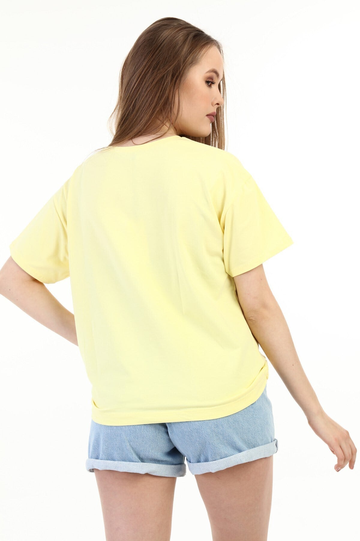Kadın Nakışlı Sarı T-shirt 20085