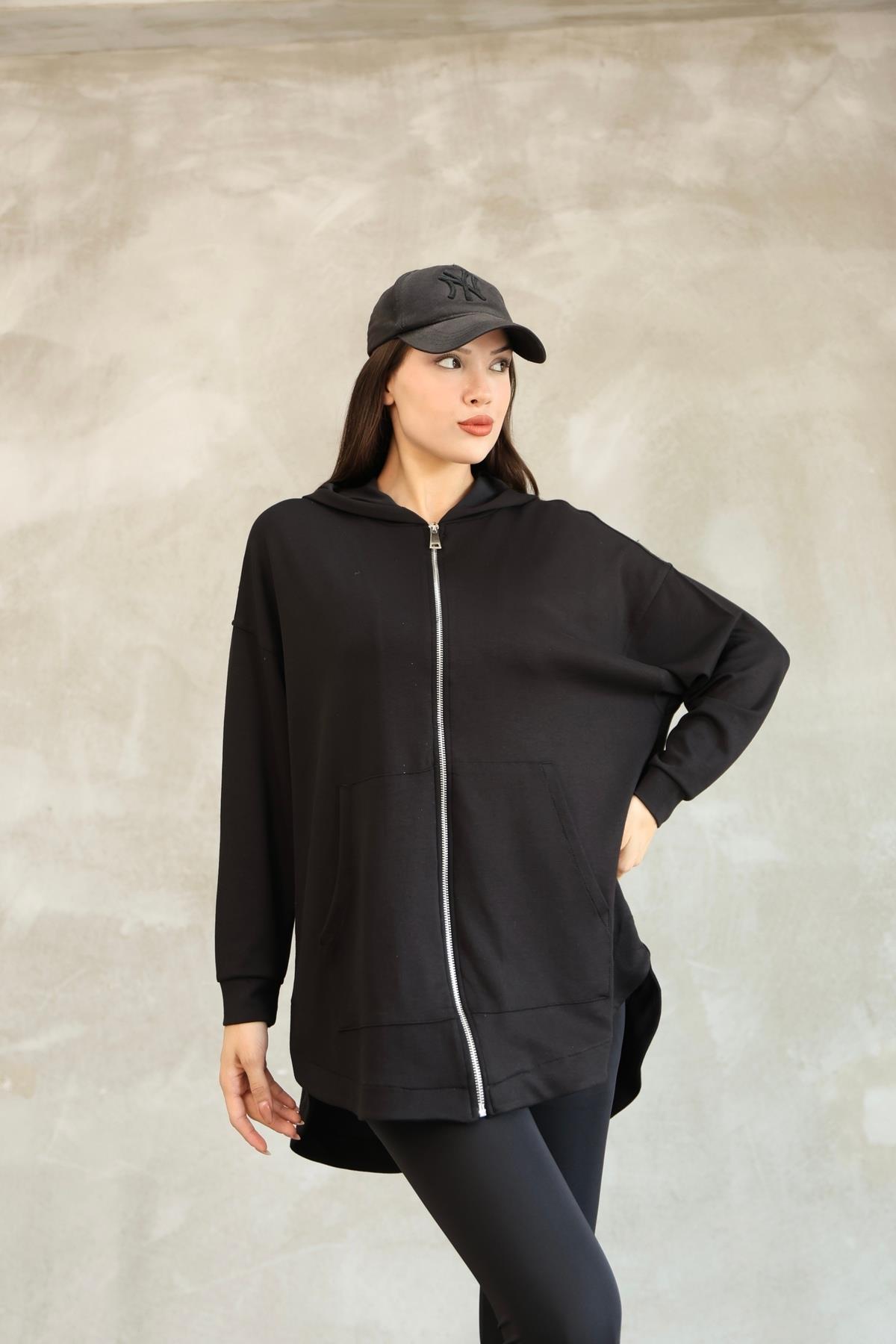 Kadın Oversize Fermuarlı Sweatshirt 25518