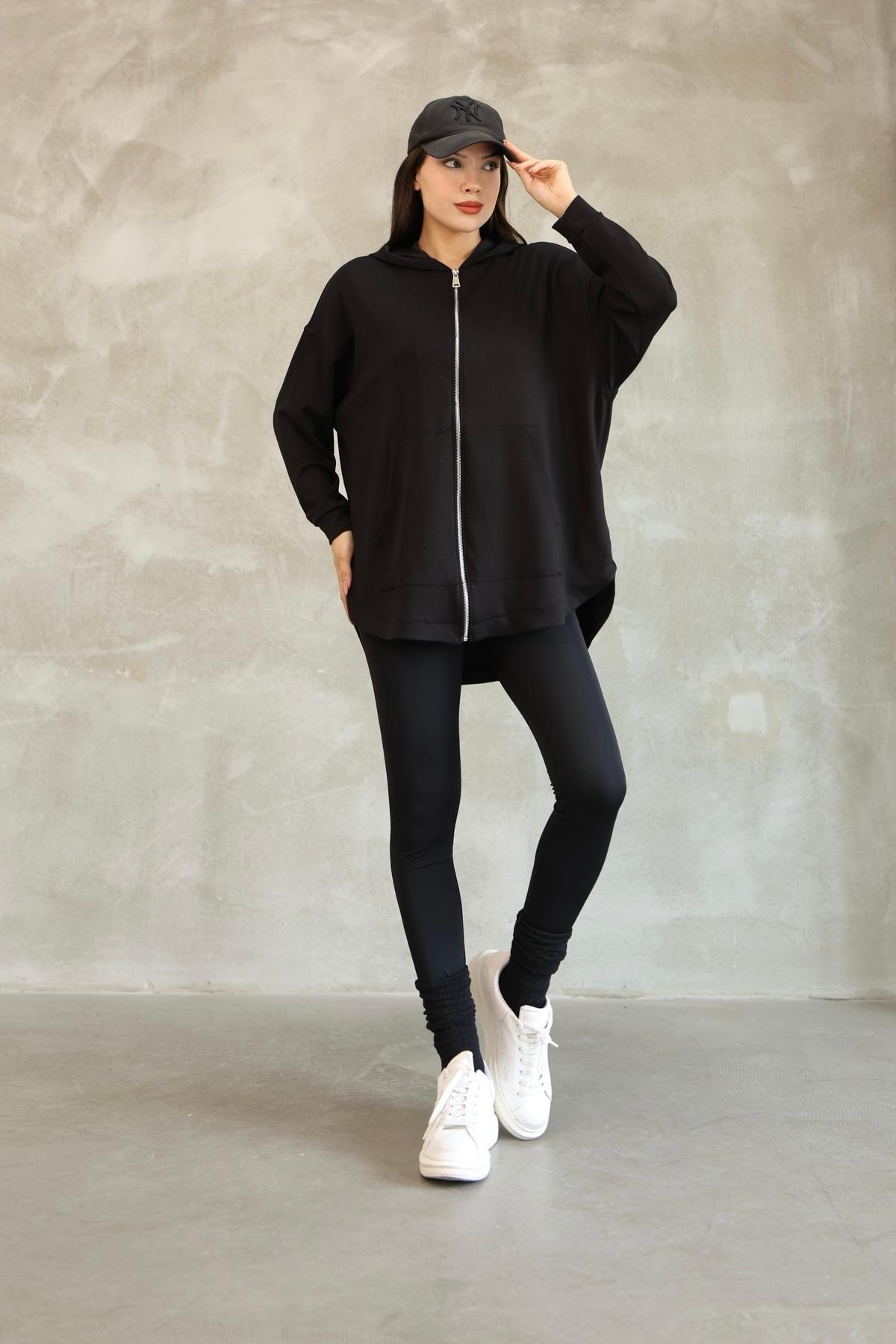 Kadın Oversize Fermuarlı Sweatshirt 25518