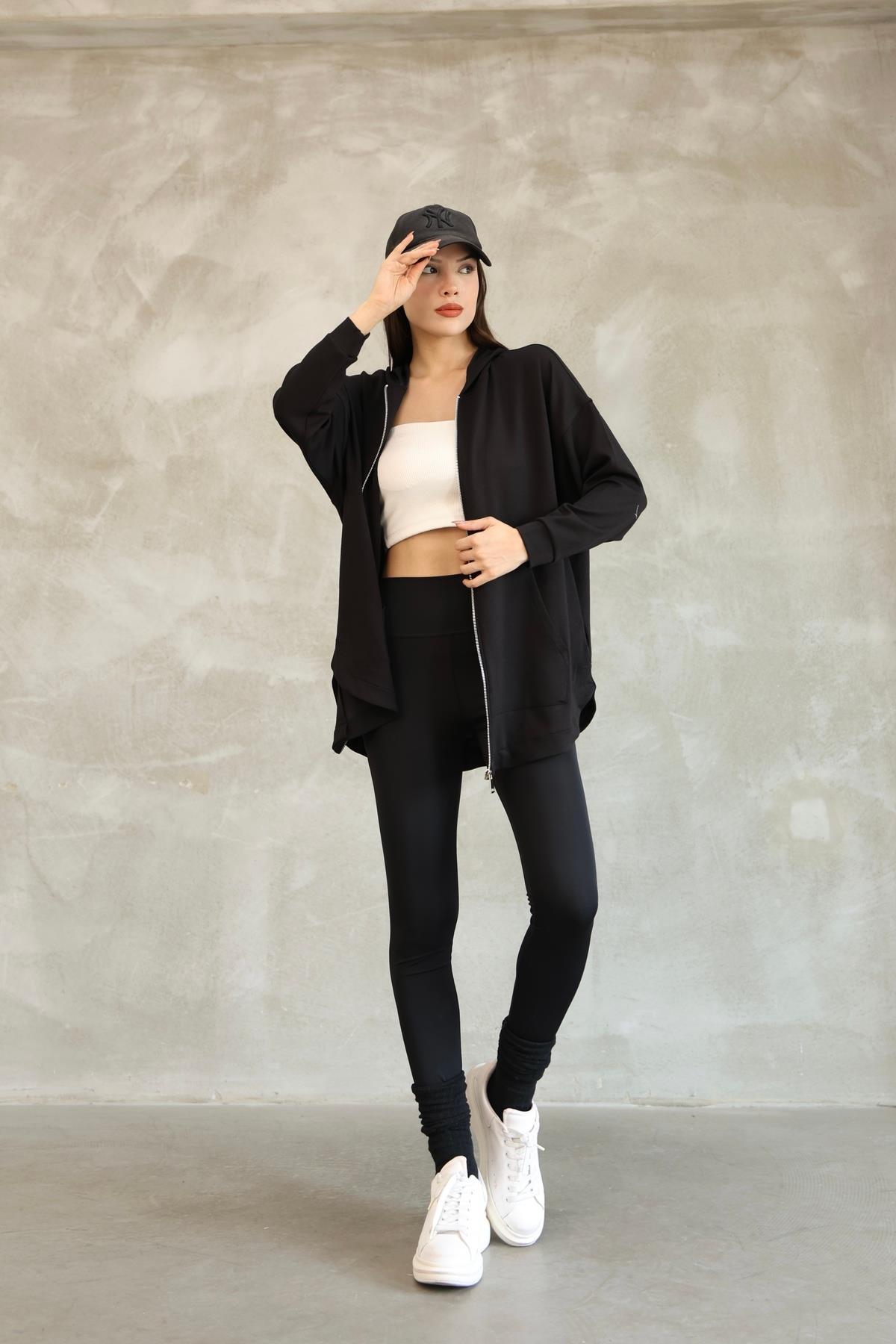 Kadın Oversize Fermuarlı Sweatshirt 25518