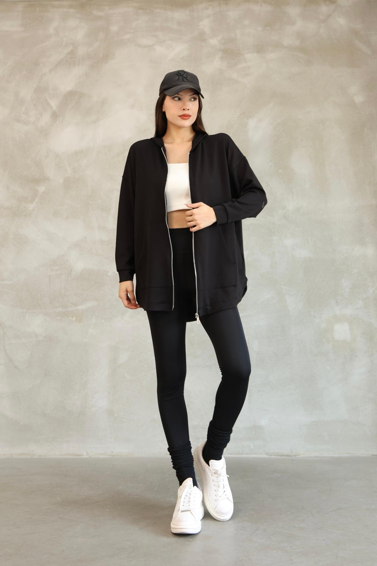 Kadın Oversize Fermuarlı Sweatshirt 25518