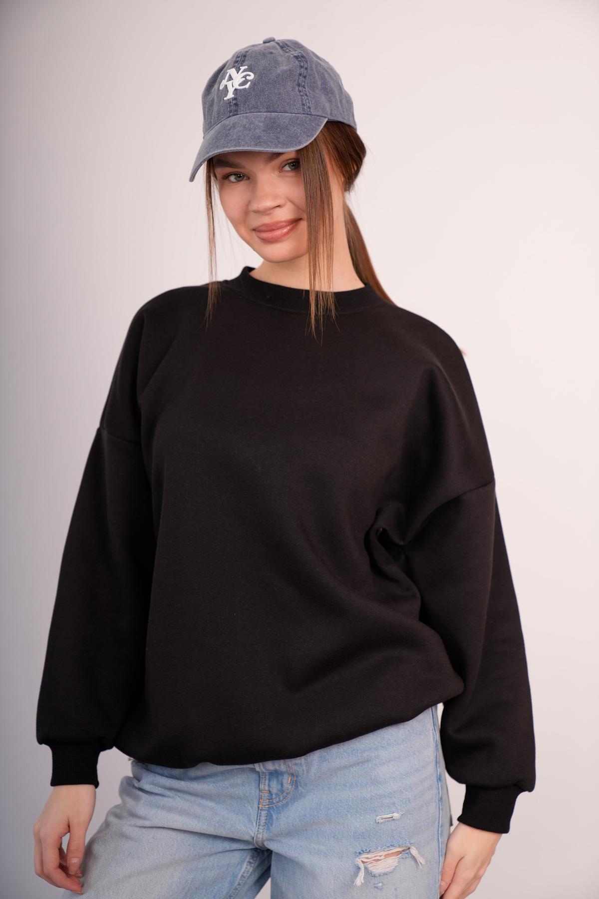 OVERSİZE SWEATSHIRT 3 İPLİK ŞARDONLU KALIN KIŞLIK