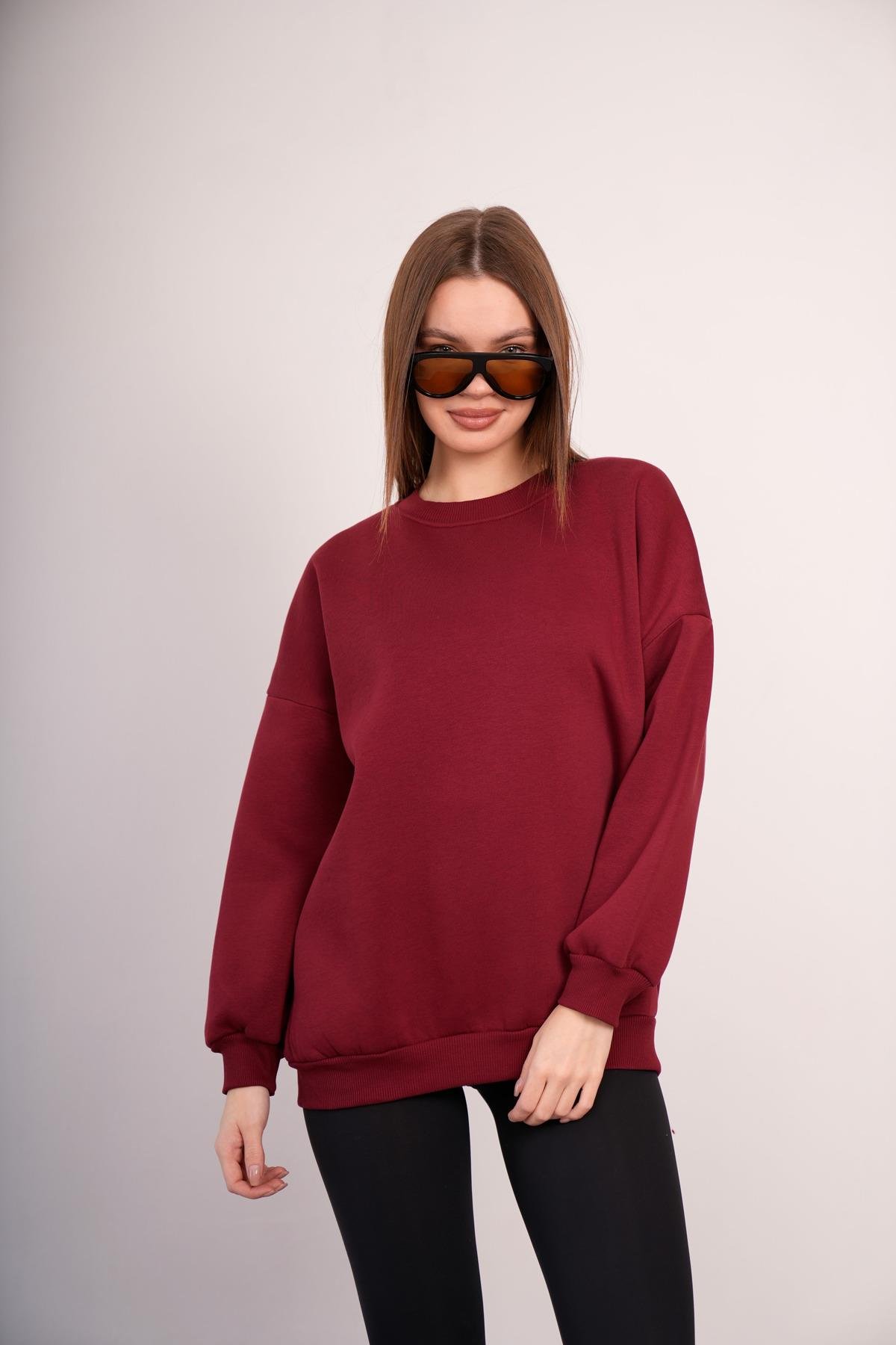 OVERSİZE SWEATSHIRT 3 İPLİK ŞARDONLU KALIN KIŞLIK