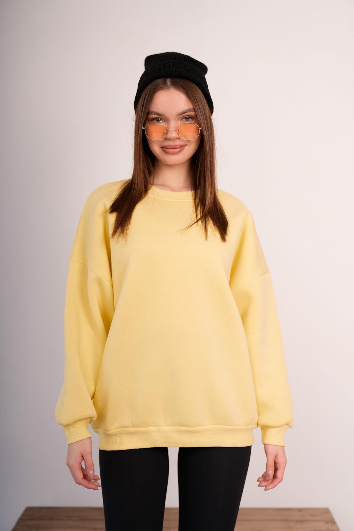 OVERSİZE SWEATSHIRT 3 İPLİK ŞARDONLU KALIN KIŞLIK