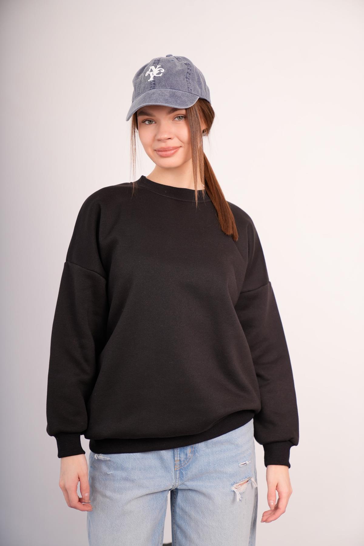 OVERSİZE SWEATSHIRT 3 İPLİK ŞARDONLU KALIN KIŞLIK