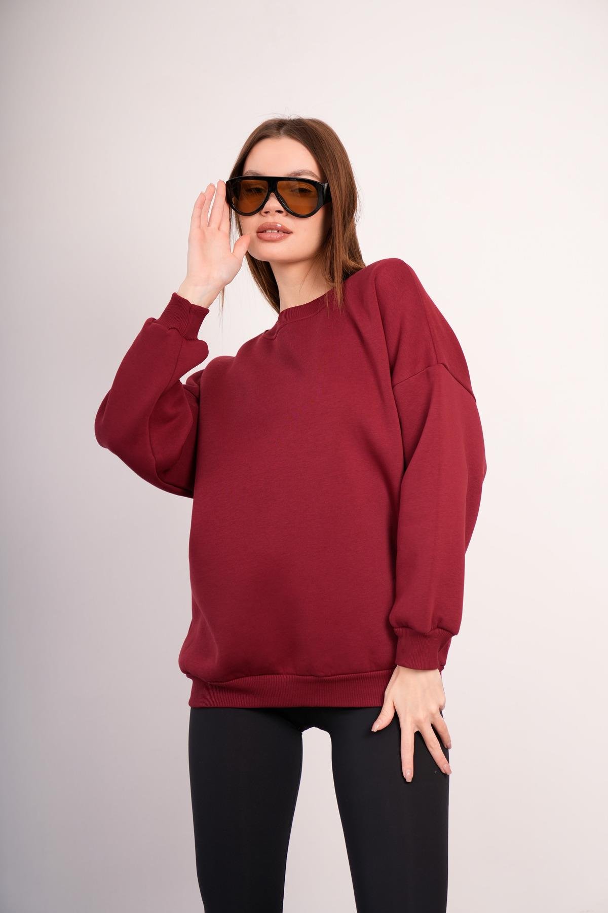 OVERSİZE SWEATSHIRT 3 İPLİK ŞARDONLU KALIN KIŞLIK