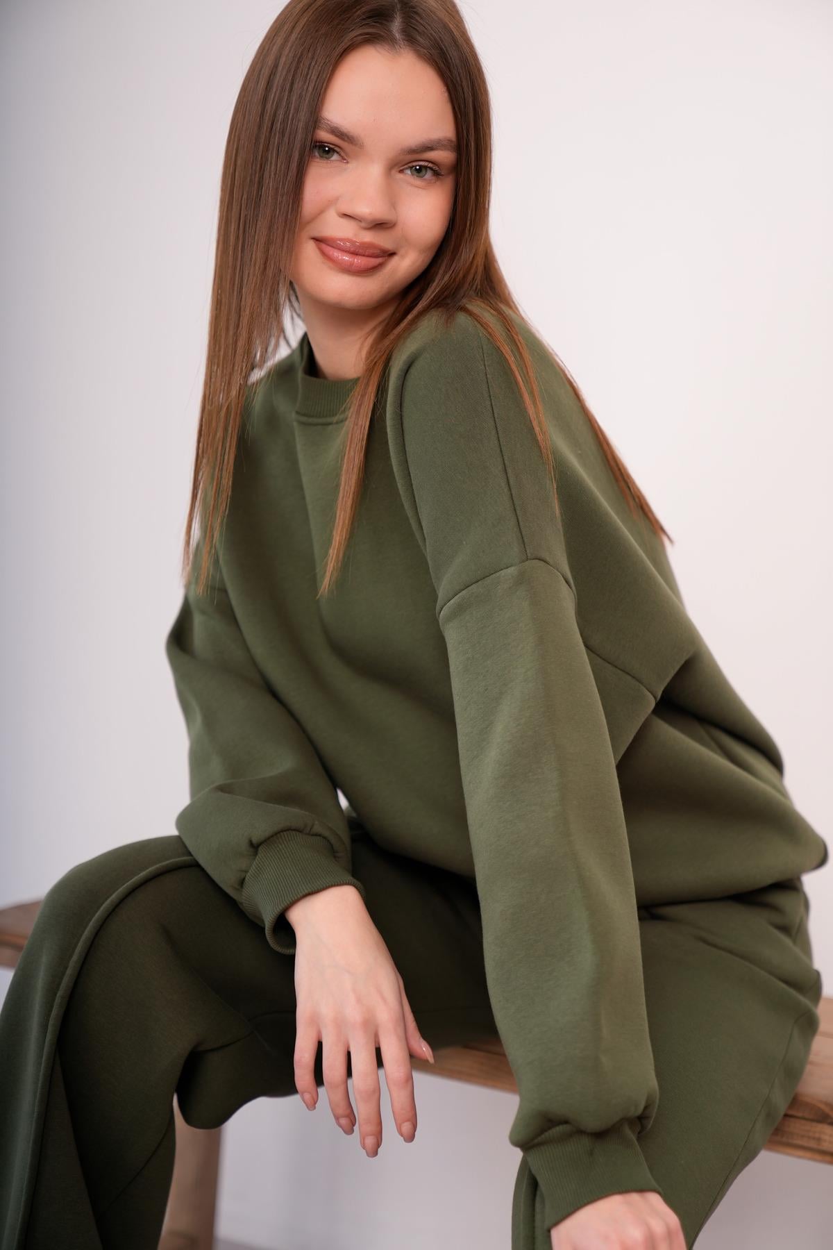 OVERSİZE SWEATSHIRT 3 İPLİK ŞARDONLU KALIN KIŞLIK