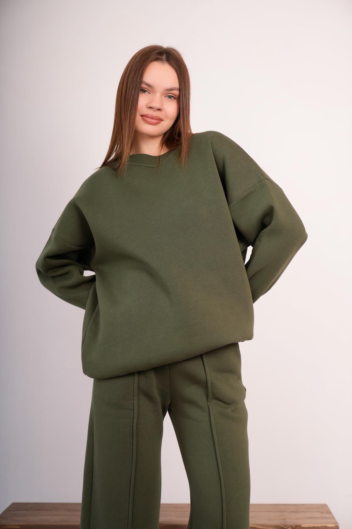 OVERSİZE SWEATSHIRT 3 İPLİK ŞARDONLU KALIN KIŞLIK