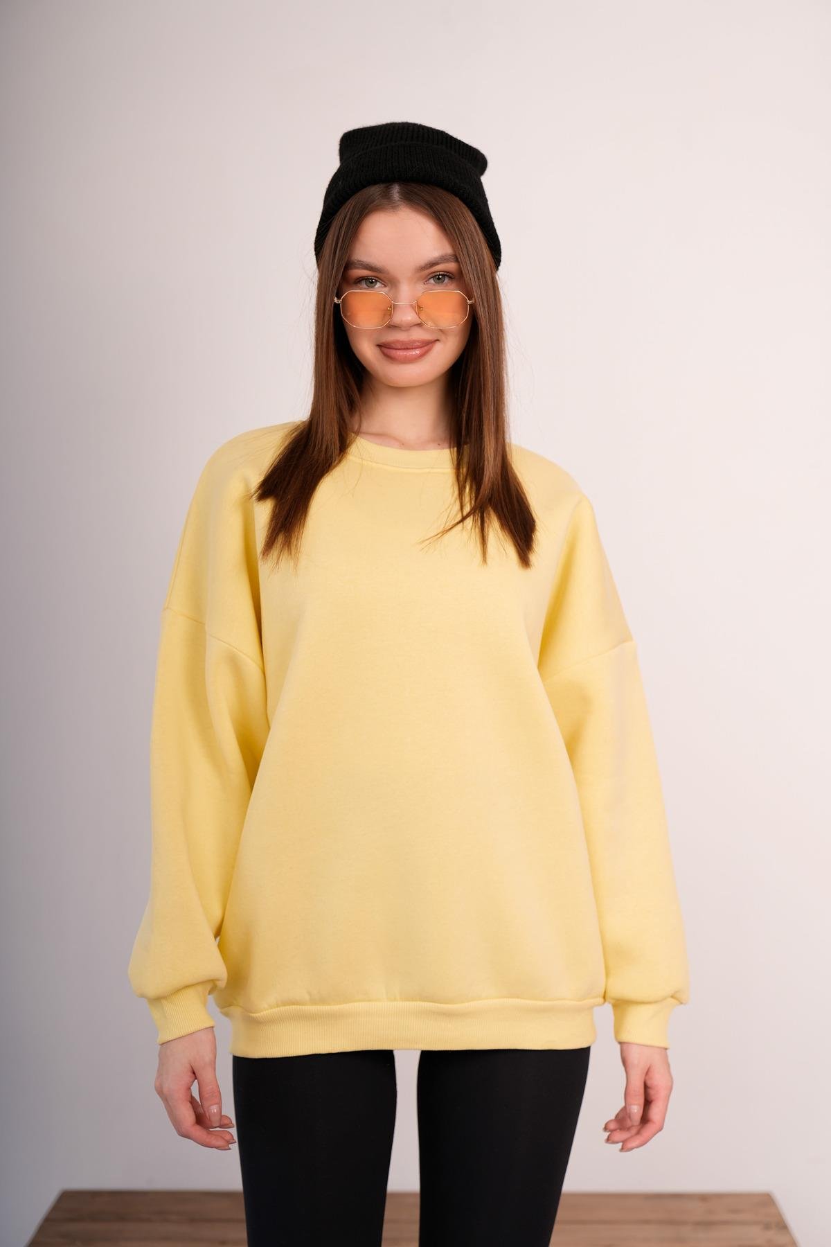 OVERSİZE SWEATSHIRT 3 İPLİK ŞARDONLU KALIN KIŞLIK