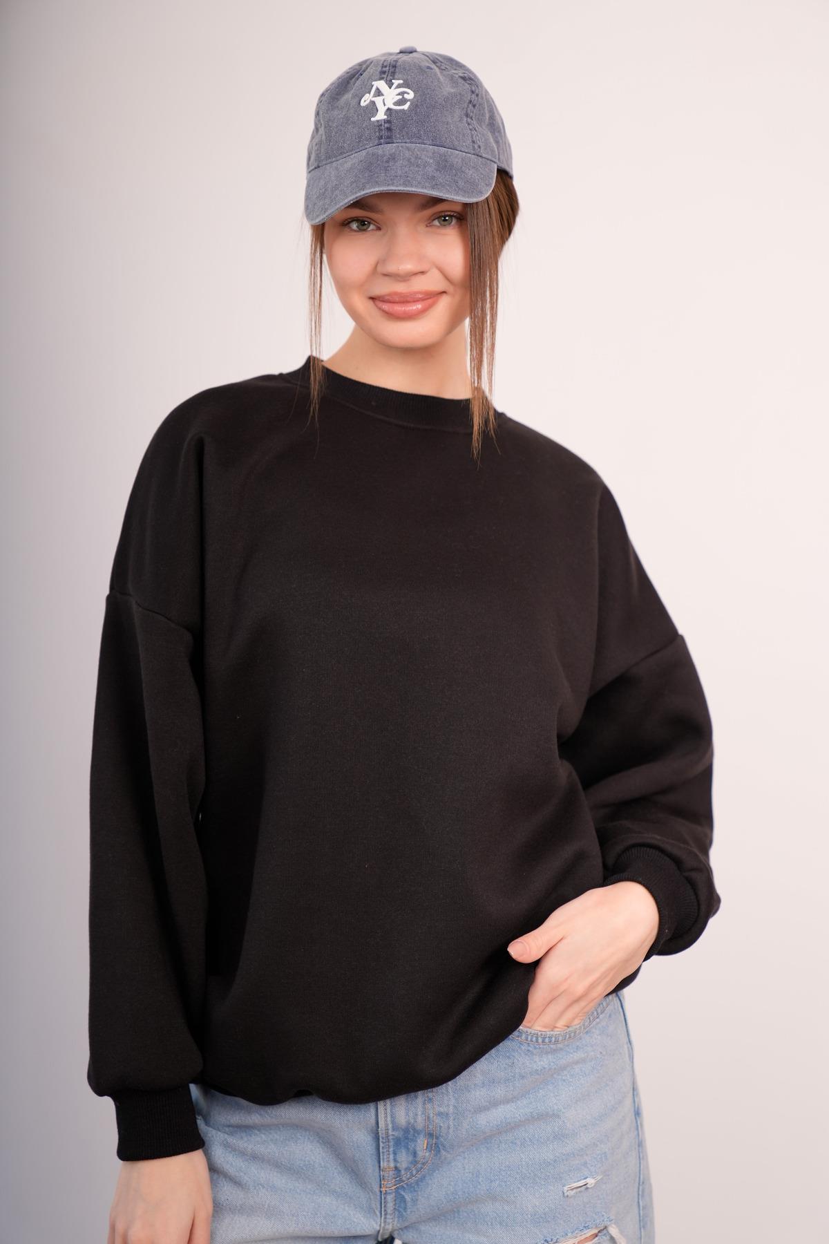 OVERSİZE SWEATSHIRT 3 İPLİK ŞARDONLU KALIN KIŞLIK