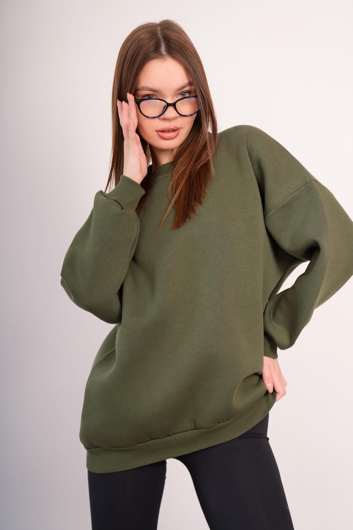 OVERSİZE SWEATSHIRT 3 İPLİK ŞARDONLU KALIN KIŞLIK