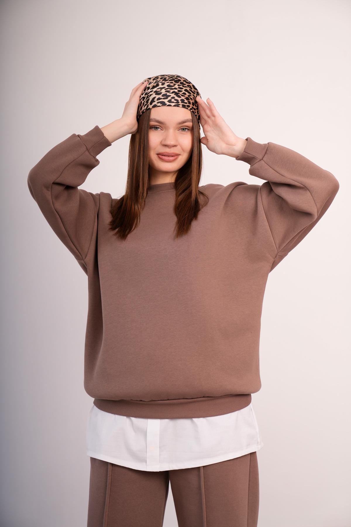 OVERSİZE SWEATSHIRT 3 İPLİK ŞARDONLU KALIN KIŞLIK