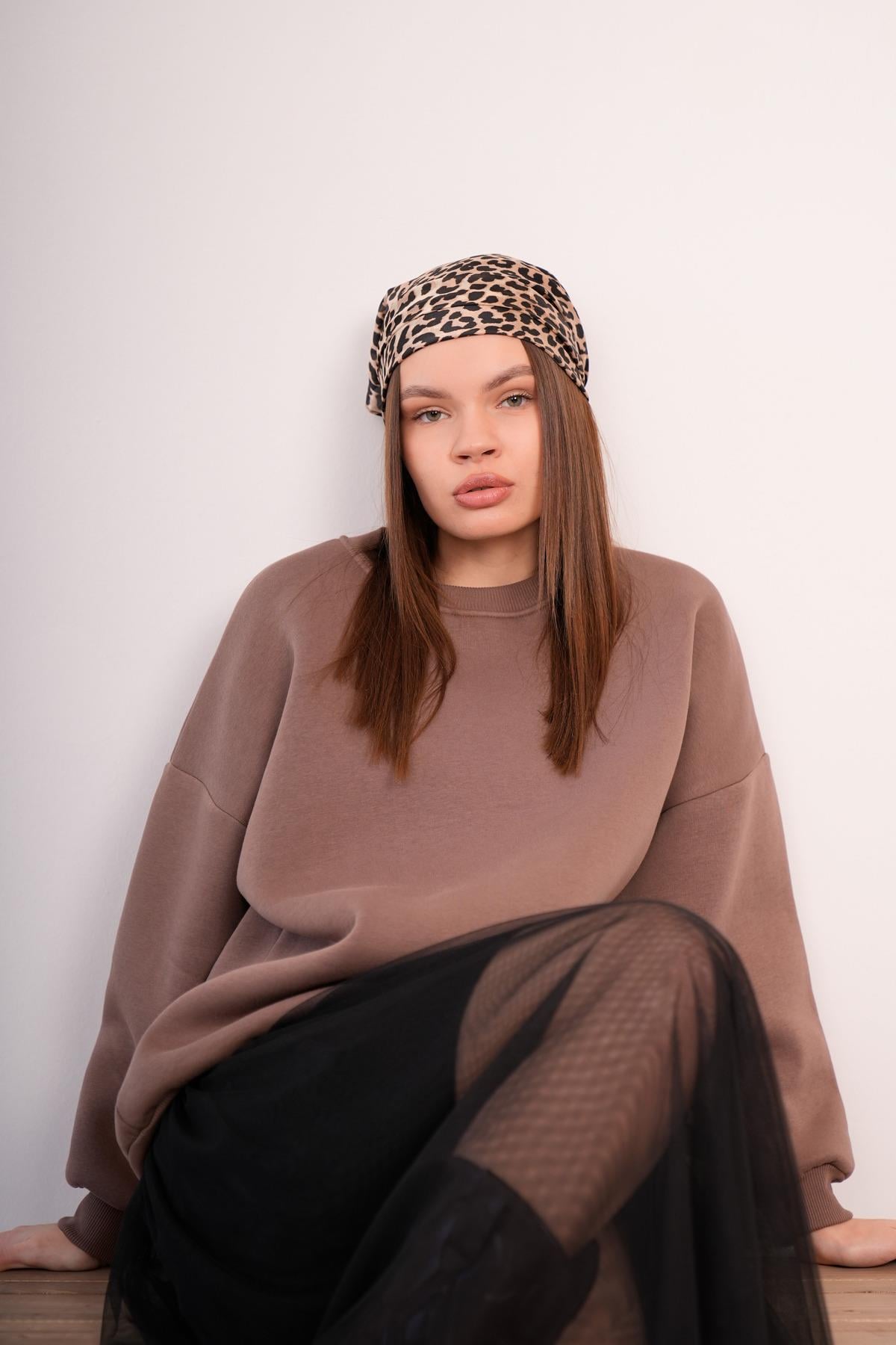 OVERSİZE SWEATSHIRT 3 İPLİK ŞARDONLU KALIN KIŞLIK