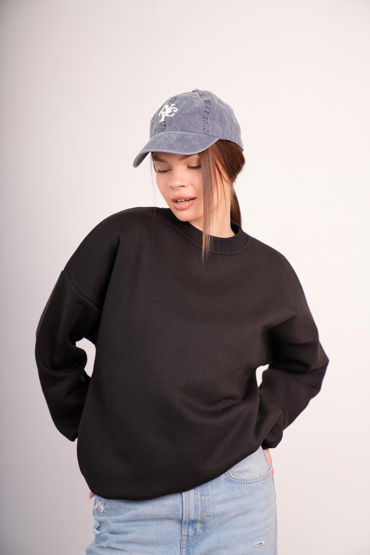OVERSİZE SWEATSHIRT 3 İPLİK ŞARDONLU KALIN KIŞLIK