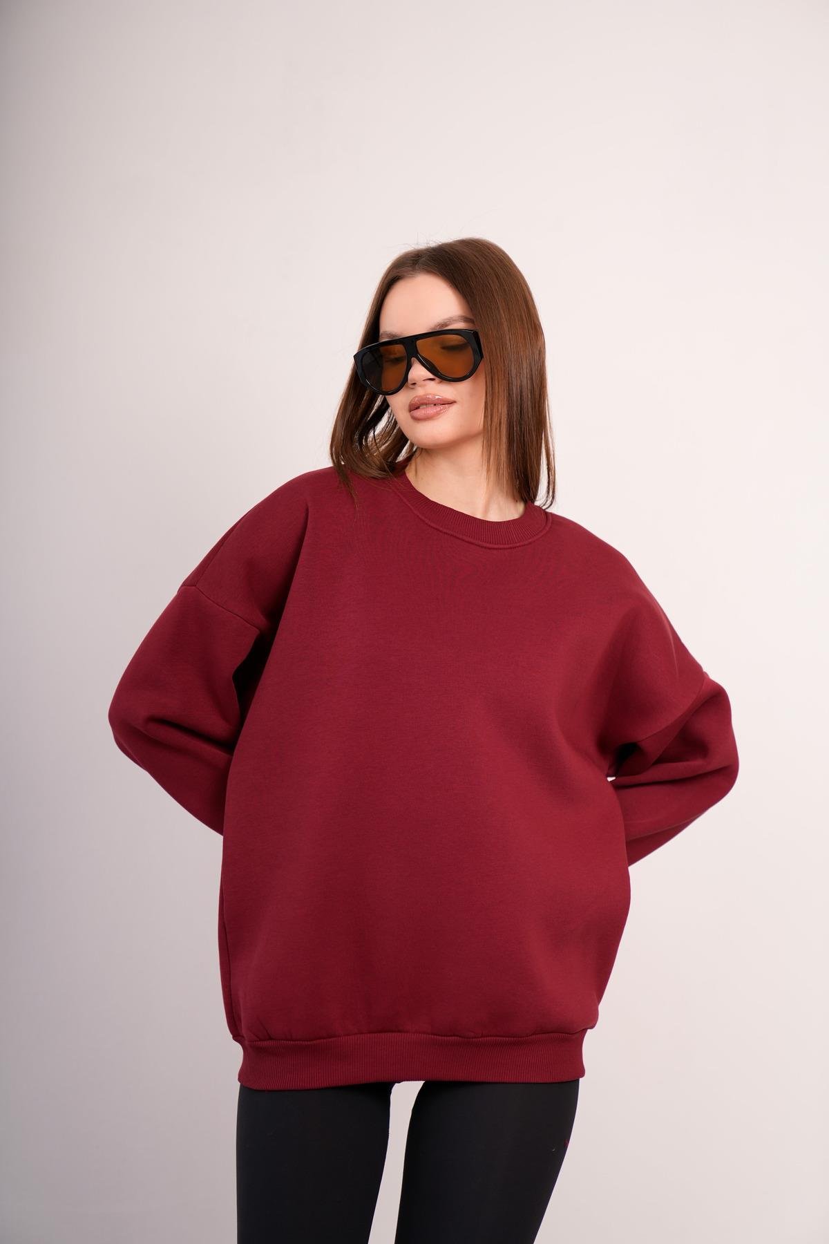 OVERSİZE SWEATSHIRT 3 İPLİK ŞARDONLU KALIN KIŞLIK