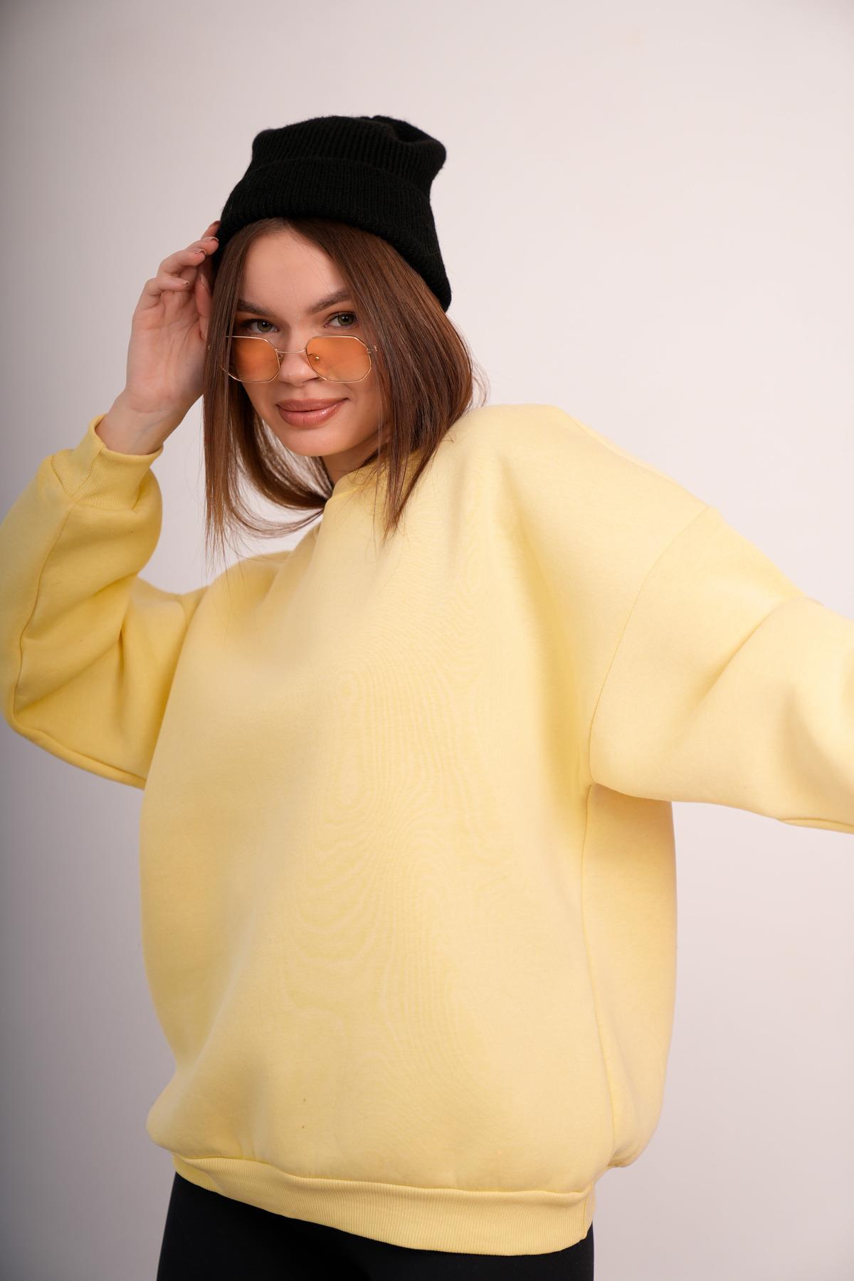 OVERSİZE SWEATSHIRT 3 İPLİK ŞARDONLU KALIN KIŞLIK