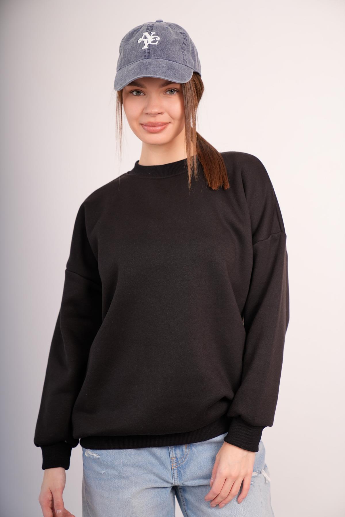 OVERSİZE SWEATSHIRT 3 İPLİK ŞARDONLU KALIN KIŞLIK