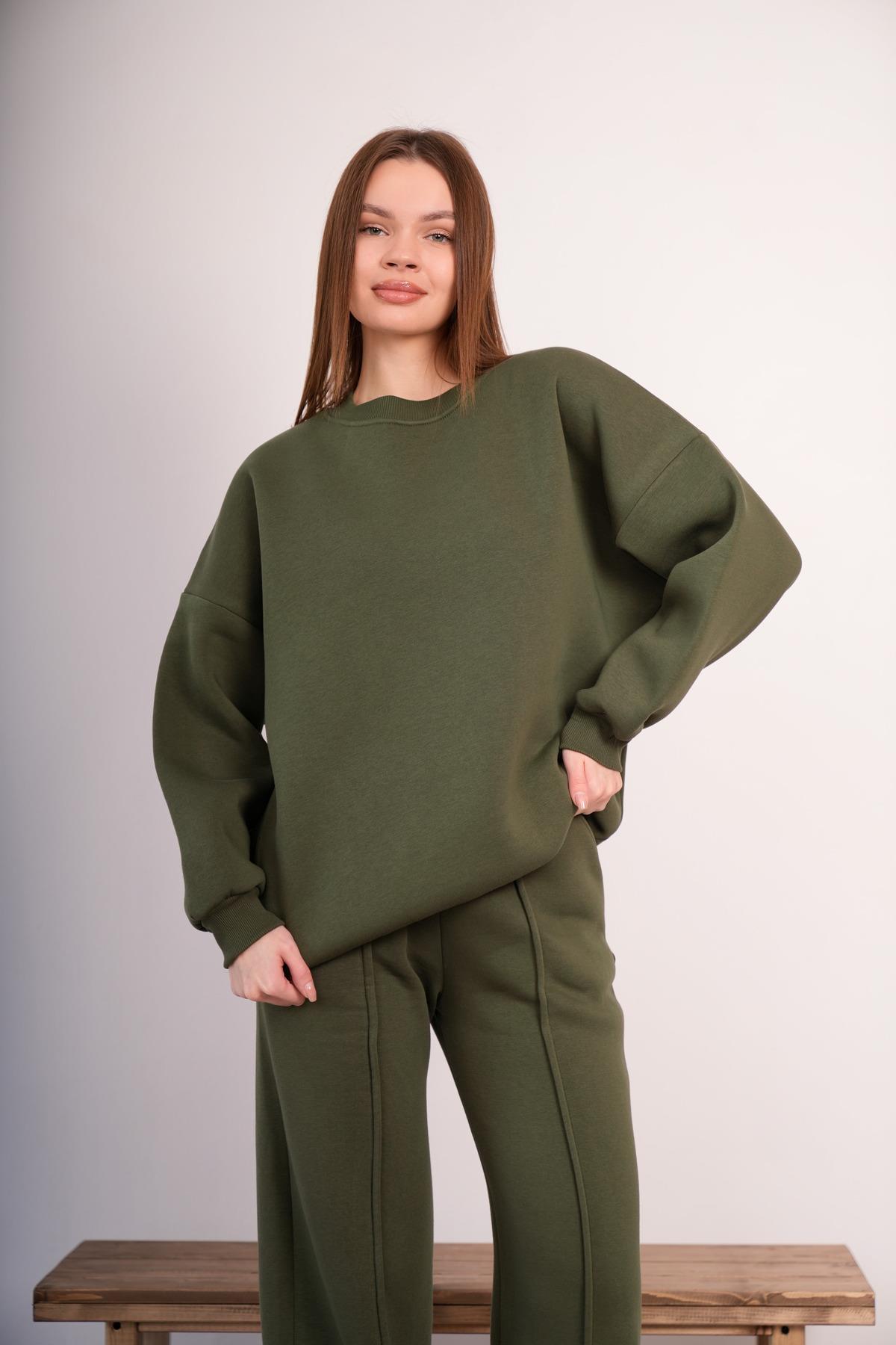 OVERSİZE SWEATSHIRT 3 İPLİK ŞARDONLU KALIN KIŞLIK