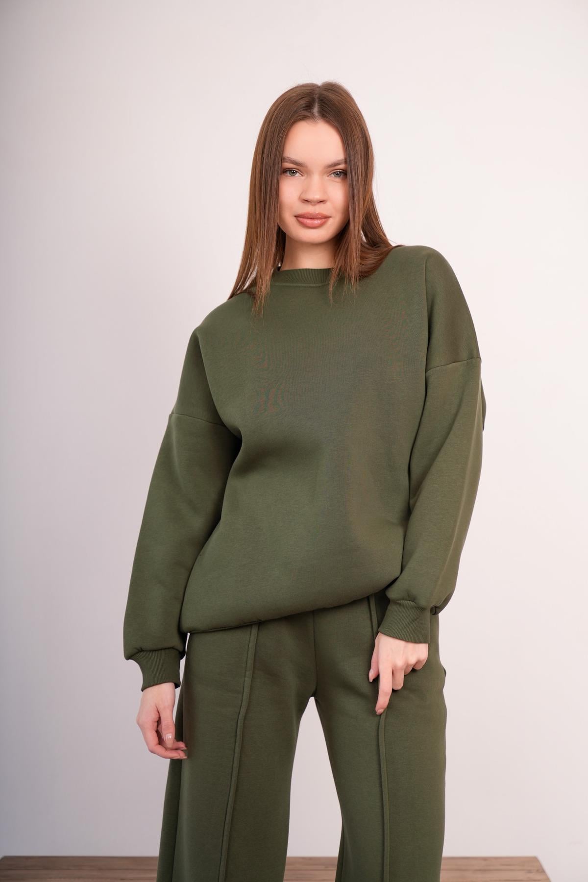 OVERSİZE SWEATSHIRT 3 İPLİK ŞARDONLU KALIN KIŞLIK