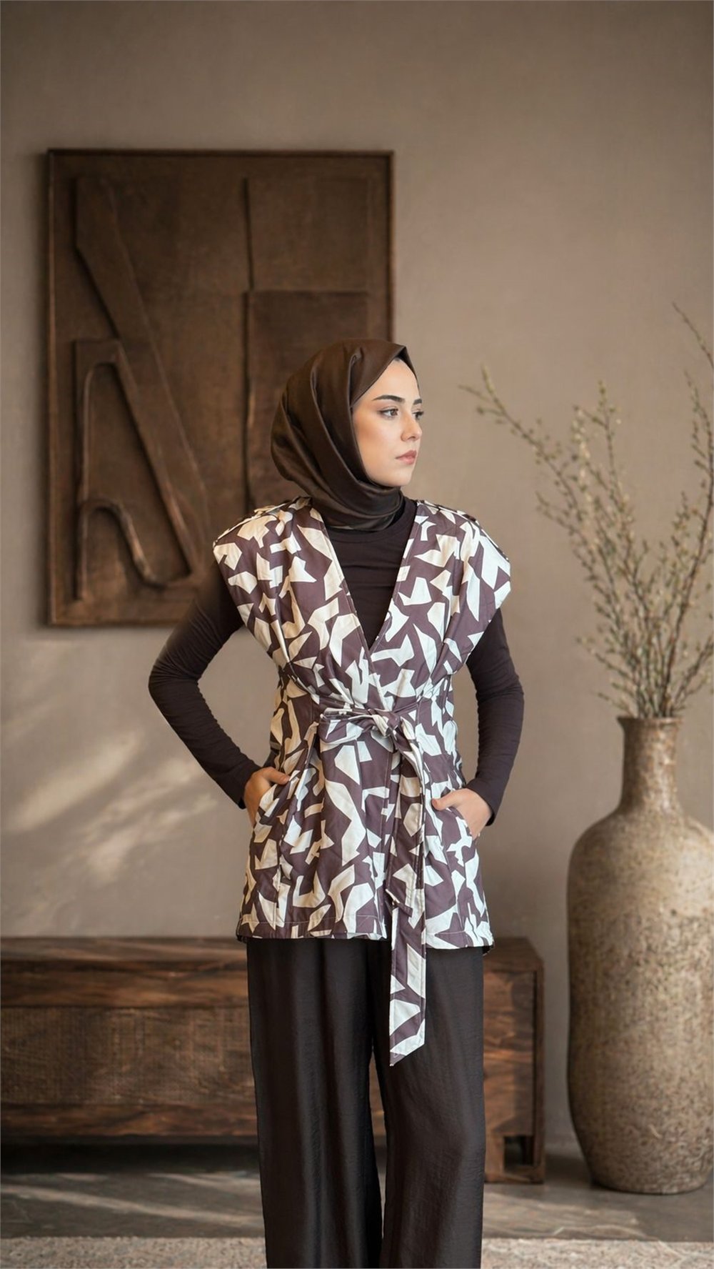 Almarwah 405015 Kadın Desenli Yelek