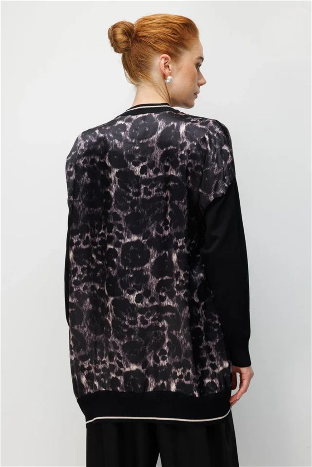 Ghisa 3630T4148 Kadın Triko Kumaş Mixli Saten Tunik