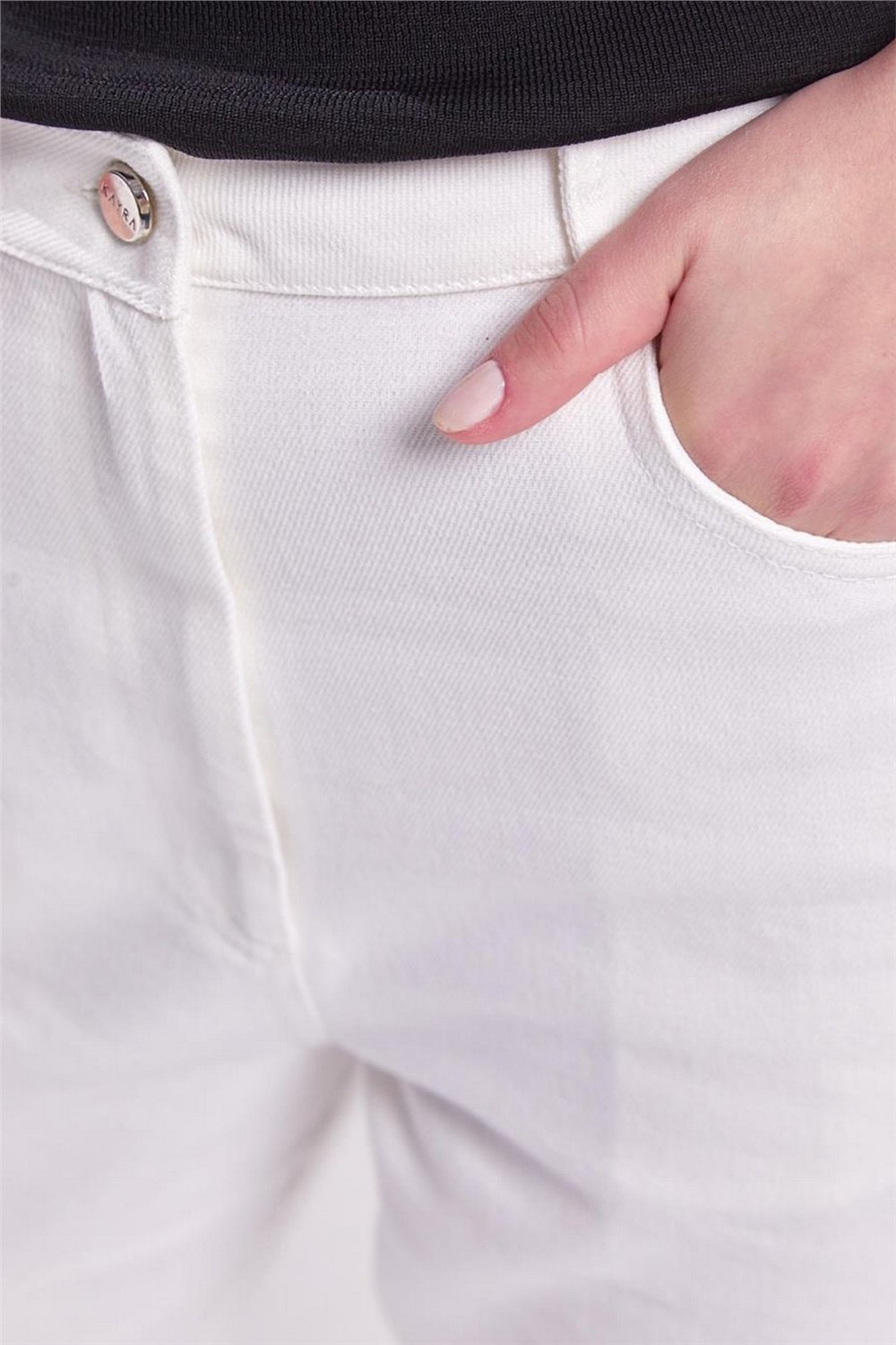 Kayra KA-SZ-JN011-02  Kadın Denim Kot Dar Paça Beyaz Pantolon