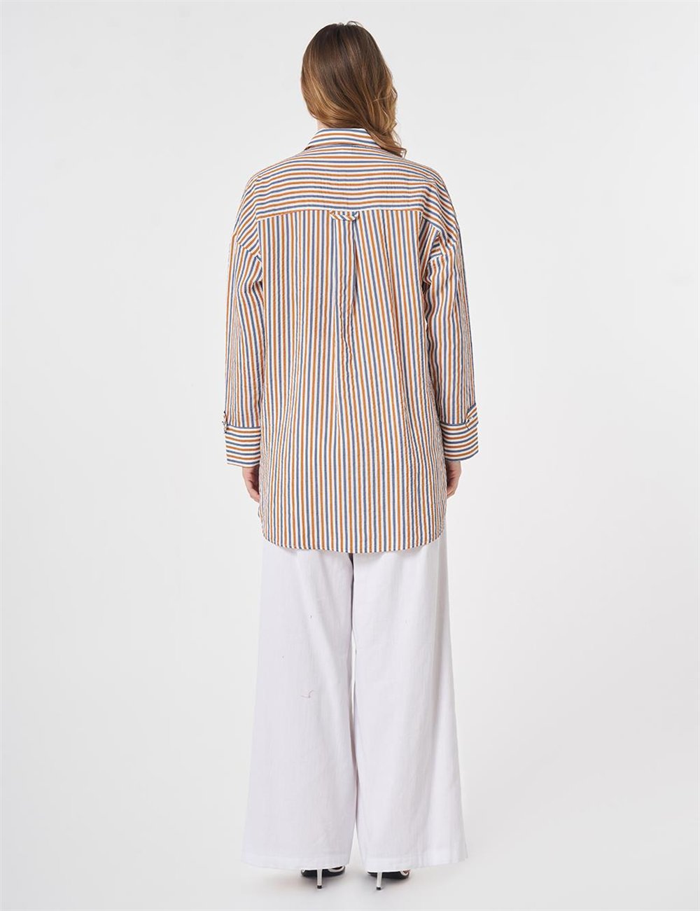 Kayra KY-B26-81070  Kadın Çizgili Cepli Tunik
