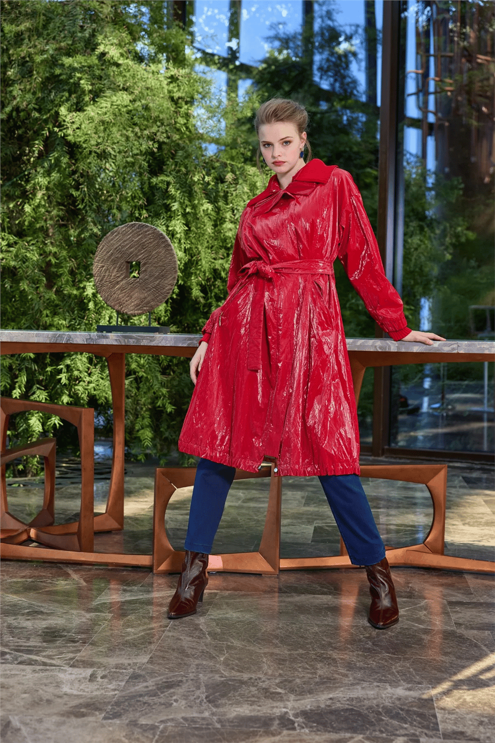 Misswhence 38401 Kadın Rugan Yakası Triko Detaylı Kap