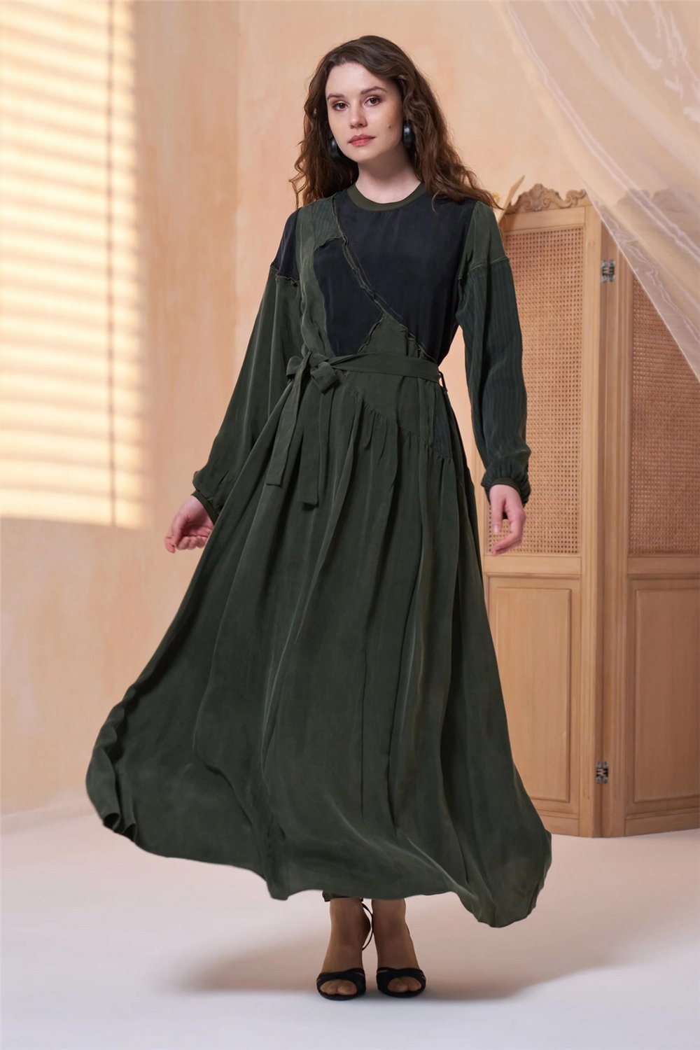 Misswhence 39801 Kadın Beli Kemerli Elbise