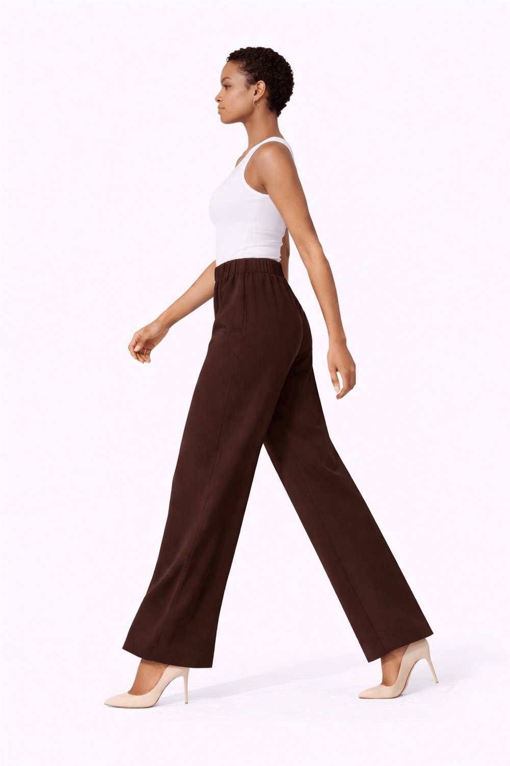 Sentez SZ-5580 Kadın Colmar Beli Lastikli Geniş Paça Pantolon