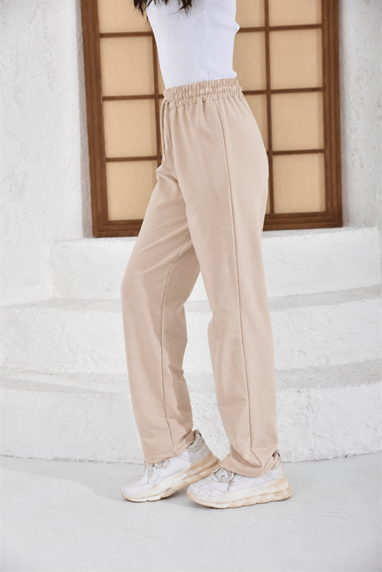 İKİ İPLİK BELİ LASTİKLİ OVERSİZE DÜZ PAÇA EŞOFMAN ALTI232