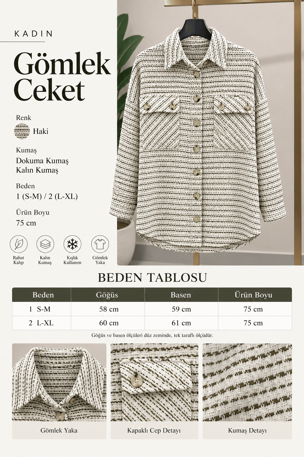 DESENLİ KAŞE GÖMLEK & CEKET17198