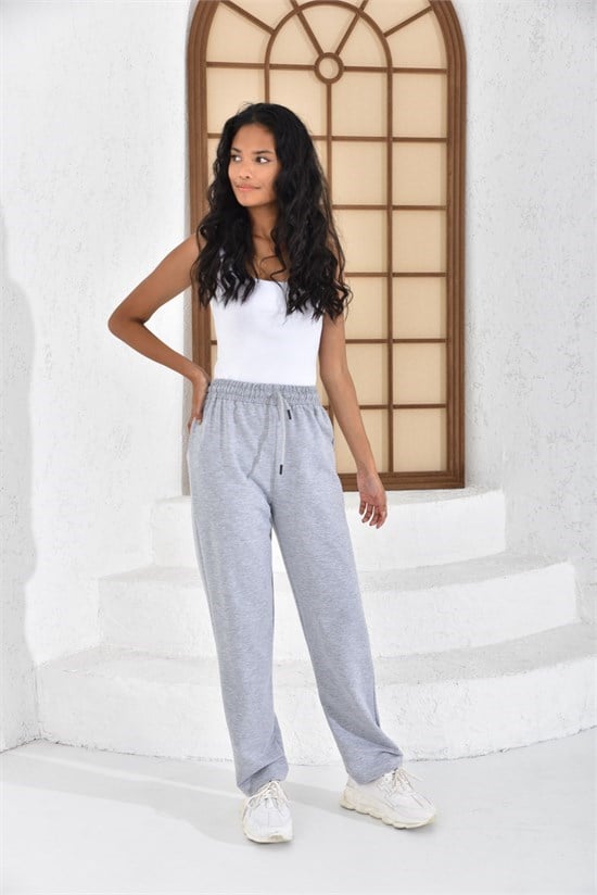 İKİ İPLİK BELİ LASTİKLİ OVERSİZE DÜZ PAÇA EŞOFMAN ALTI232